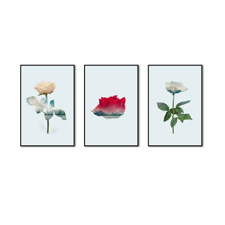 3 Piece Nordic Red And White Rose Canvas Wall Art