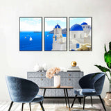 3-Piece Santorini Charm Aegean Sea Canvas Wall Art