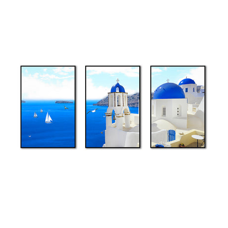 3-Piece Santorini Charm Aegean Sea Canvas Wall Art