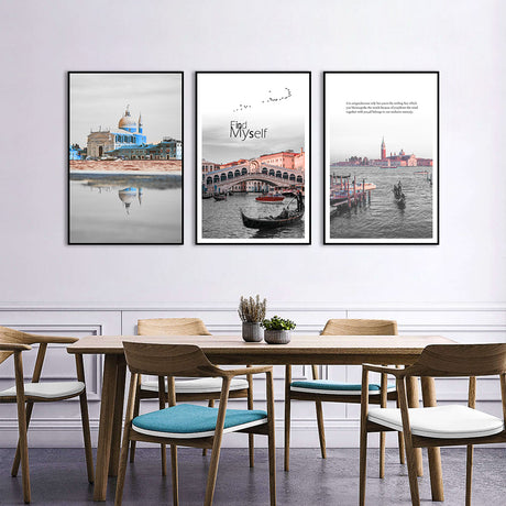 3 Piece Nordic Seaside Castle Canvas Wall Art