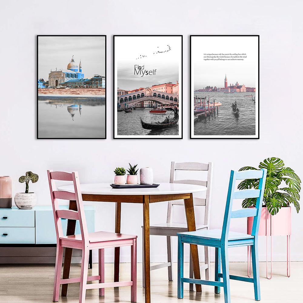 3 Piece Nordic Seaside Castle Canvas Wall Art