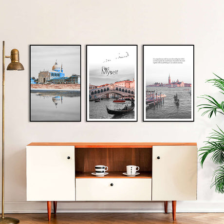 3 Piece Nordic Seaside Castle Canvas Wall Art