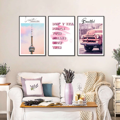 3 Piece Nordic Show Your Dreams Canvas Wall Art