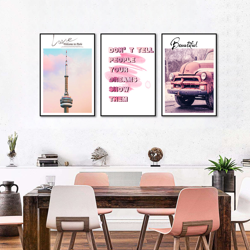 3 Piece Nordic Show Your Dreams Canvas Wall Art