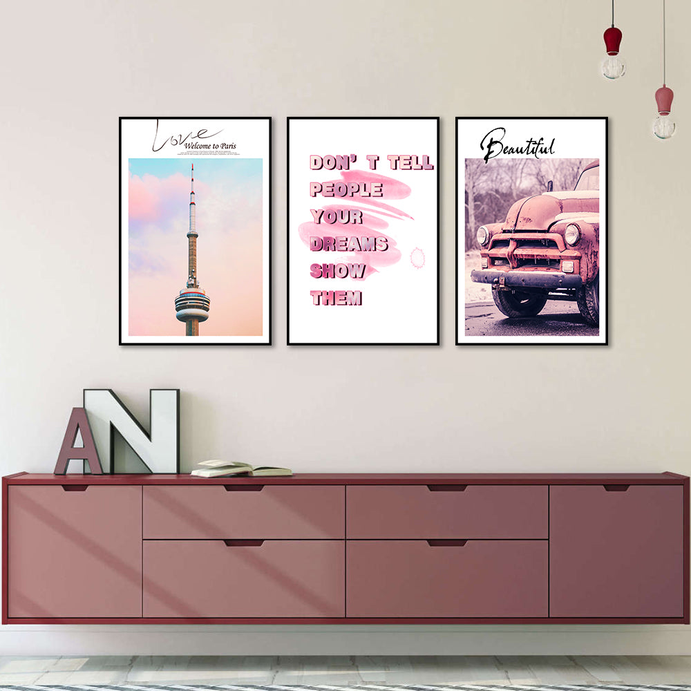 3 Piece Nordic Show Your Dreams Canvas Wall Art