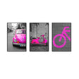 3 Piece Nordic Street Pink Car Canvas Wall Art