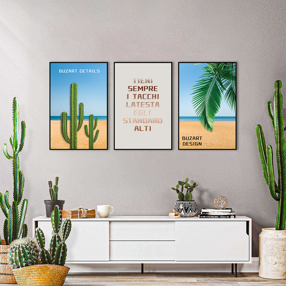 3 Piece Nordic Tropical Cactus Canvas Wall Art