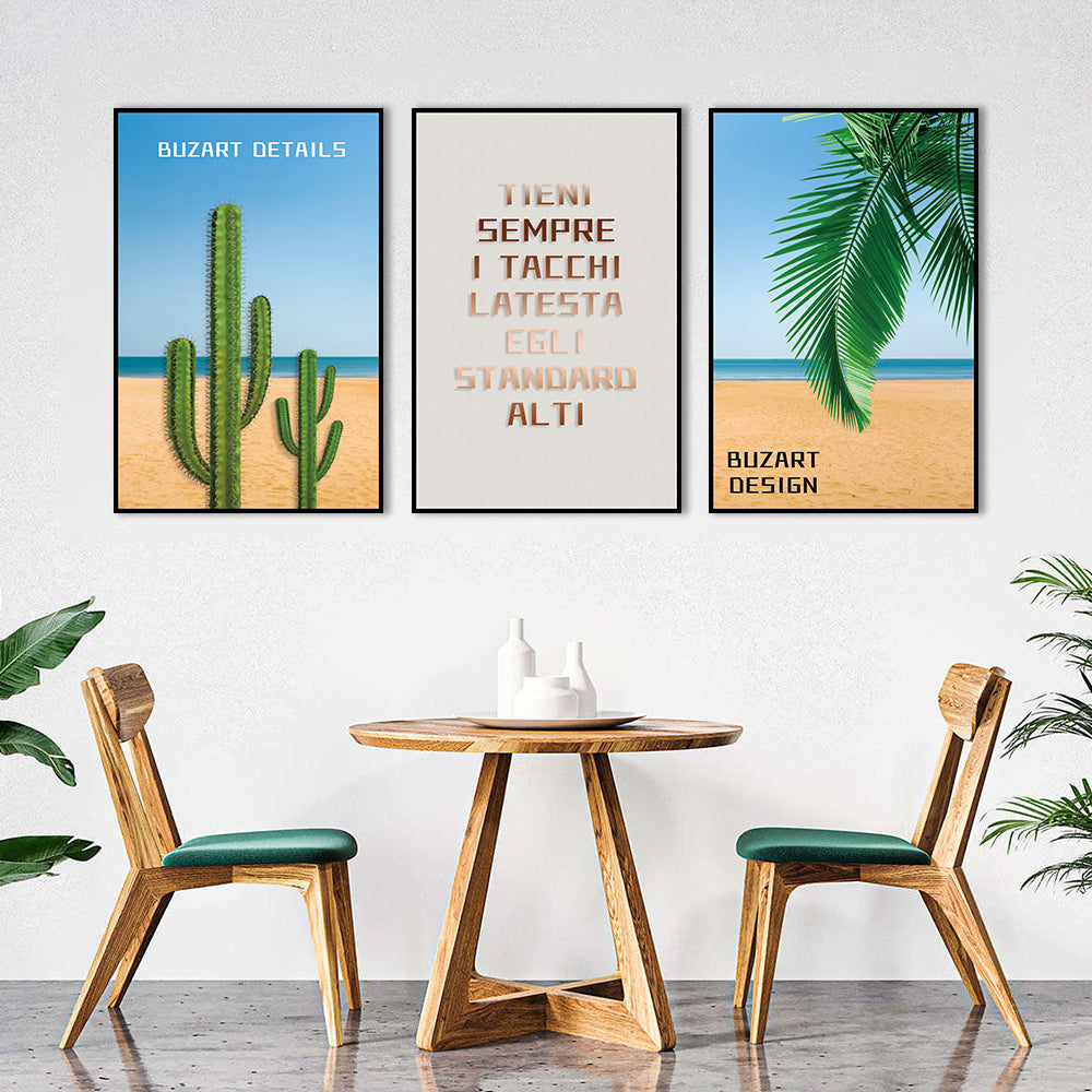 3 Piece Nordic Tropical Cactus Canvas Wall Art