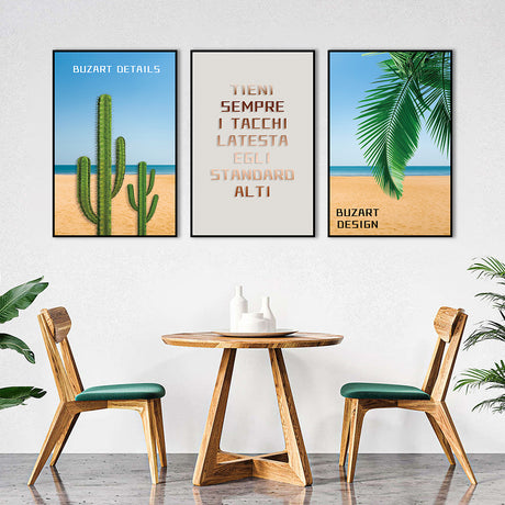 3 Piece Nordic Tropical Cactus Canvas Wall Art