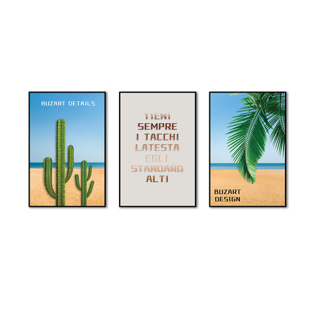 3 Piece Nordic Tropical Cactus Canvas Wall Art