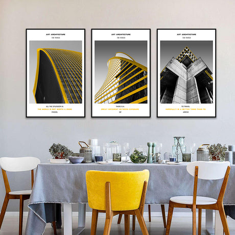 3 Piece Nordic Yellow Art Architecture Canvas Wall Art