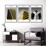 3 Piece Nordic Yellow Art Architecture Canvas Wall Art