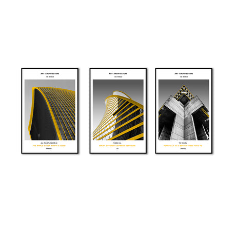 3 Piece Nordic Yellow Art Architecture Canvas Wall Art