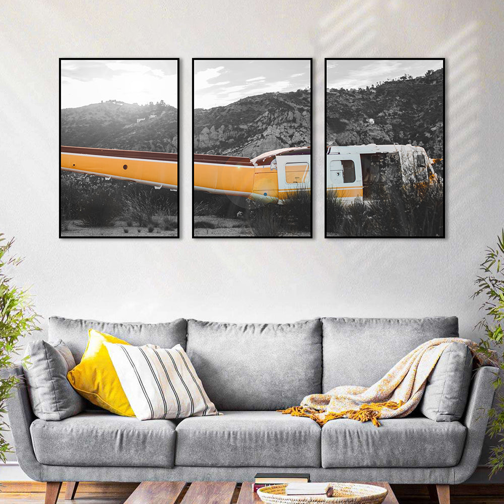 3 Piece Nordic Yellow Bus Canvas Wall Art