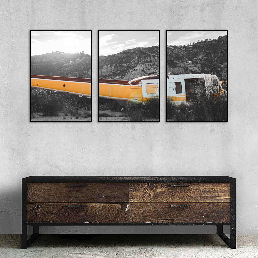 3 Piece Nordic Yellow Bus Canvas Wall Art