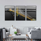 3 Piece Nordic Yellow Suspension Bridge Canvas Wall Art