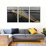 3 Piece Nordic Yellow Suspension Bridge Canvas Wall Art