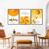 3 Piece Orange Fruit And Quote Canvas Wall Art