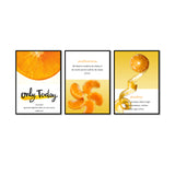 3 Piece Orange Fruit And Quote Canvas Wall Art