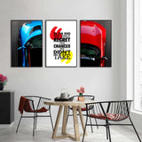 3 Piece Red And Blue Car Life Quotes Canvas Wall Art