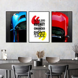 3 Piece Red And Blue Car Life Quotes Canvas Wall Art