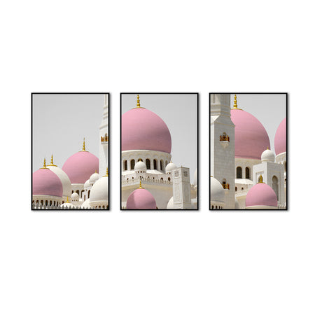 3 Piece Romantic Pink Mosque Canvas Wall Art