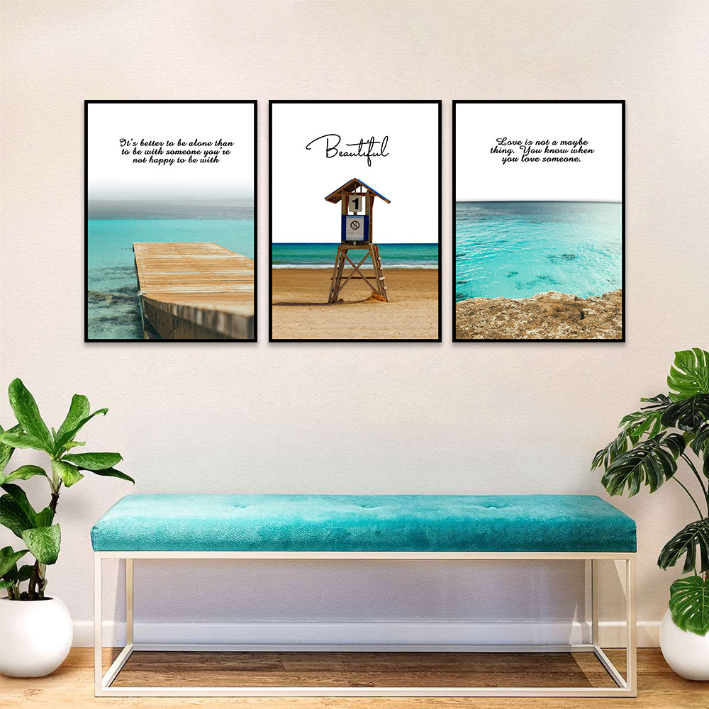 3 Piece Seascape Waves And Bridge Canvas Wall Art