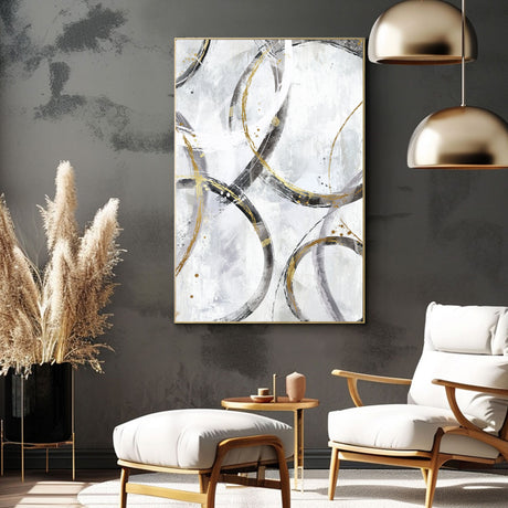 Abstract Gold and Silver Circle Canvas Wall Art