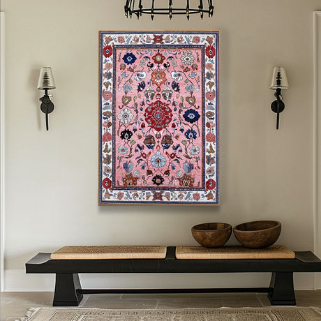 Bohemian Pink Persian Floral Canvas Wall Art