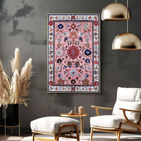 Bohemian Pink Persian Floral Canvas Wall Art