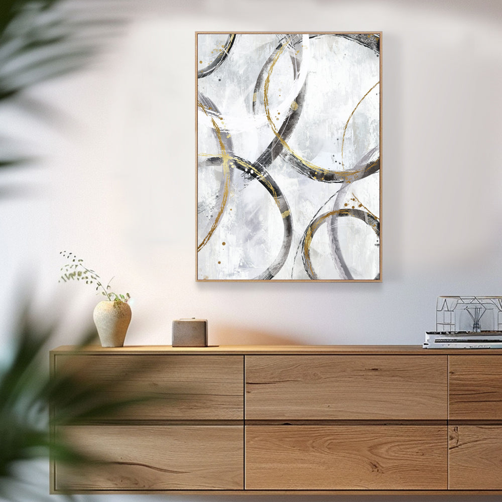 Abstract Gold and Silver Circle Canvas Wall Art