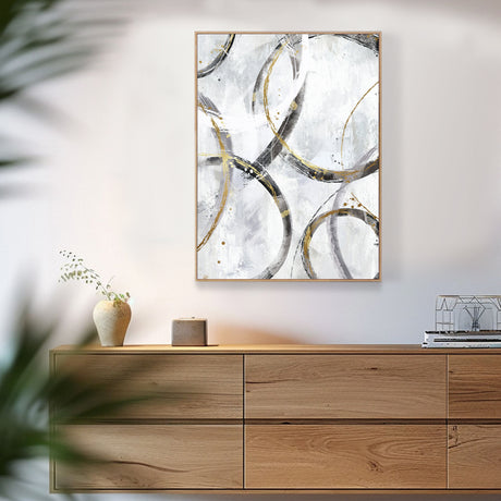 Abstract Gold and Silver Circle Canvas Wall Art