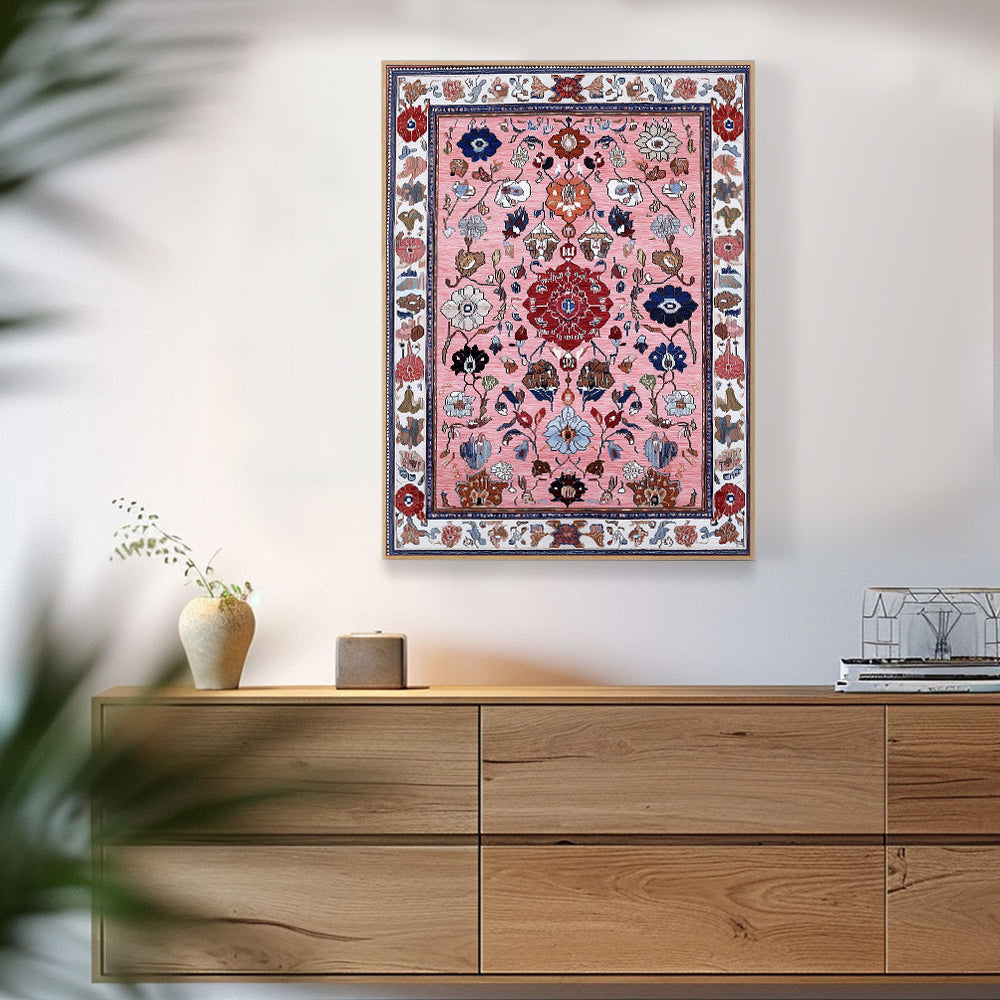 Bohemian Pink Persian Floral Canvas Wall Art