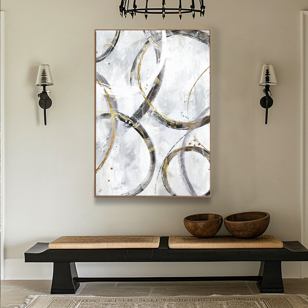 Abstract Gold and Silver Circle Canvas Wall Art