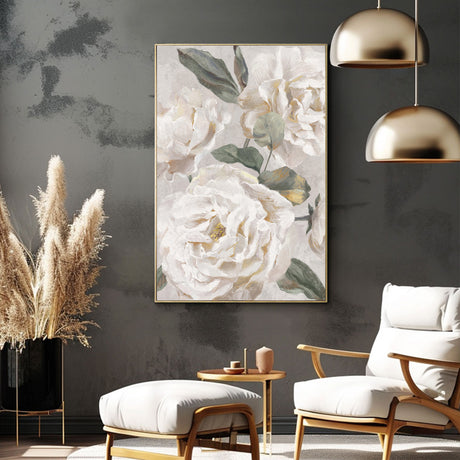 Elegant White Rose Canvas Wall Art