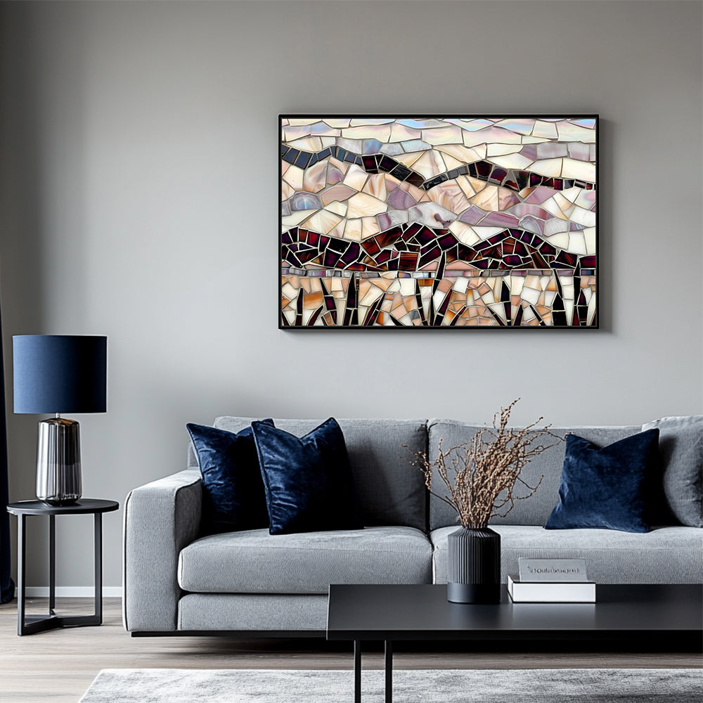 Mosaic Mountain Vista Canvas Wall Art 