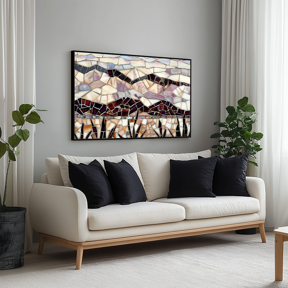 Mosaic Mountain Vista Canvas Wall Art 