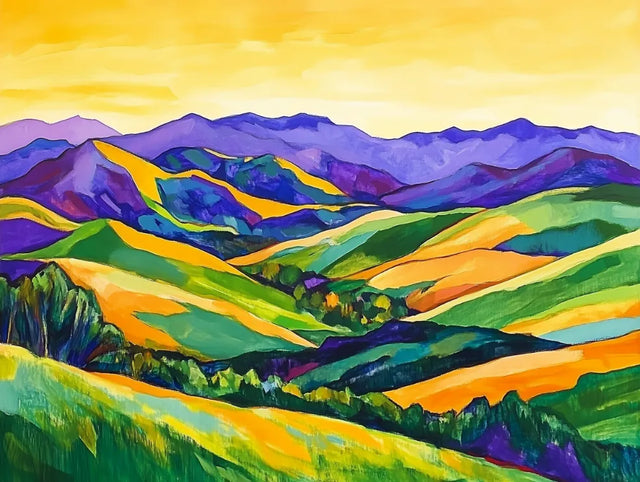 "Vivid Hillside Colors" – A Burst Of Nature’s Brilliance - Canvas Wall Art
