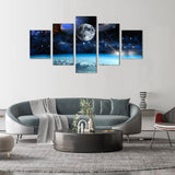 Majestic Moon and Galaxy Canvas Wall Art