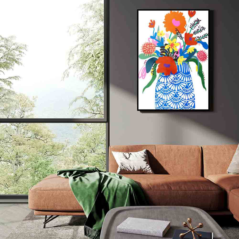 Modern Floral Vase – Bold & Colorful Botanical Print Canvas Wall Art