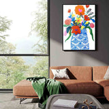 Modern Floral Vase – Bold & Colorful Botanical Print Canvas Wall Art