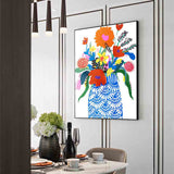 Modern Floral Vase – Bold & Colorful Botanical Print Canvas Wall Art