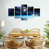 Majestic Moon and Galaxy Canvas Wall Art