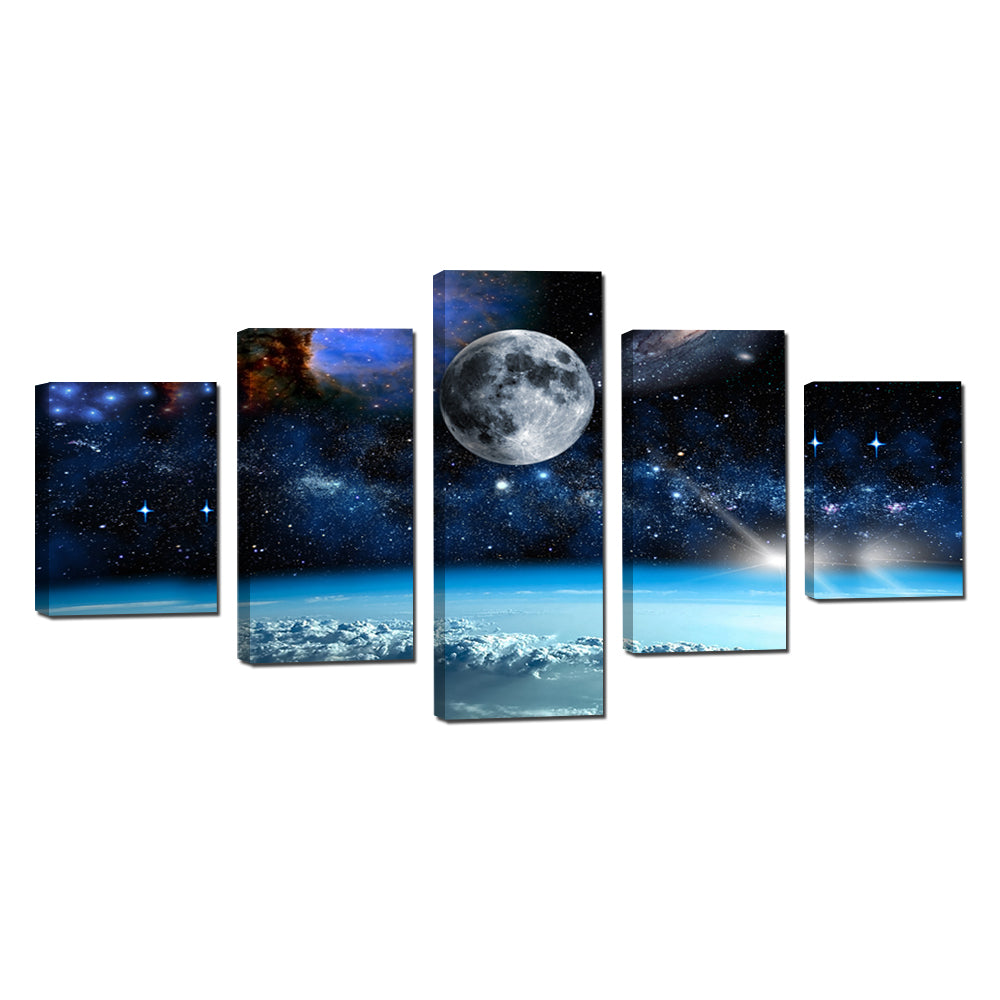 Majestic Moon and Galaxy Canvas Wall Art