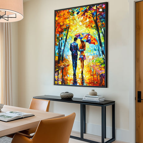 Romantic Stroll in Vibrant Colors- Canvas Wall Art