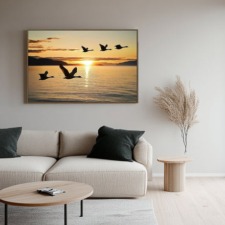 Serene Sunset Flight Canvas Wall Art