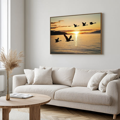 Serene Sunset Flight Canvas Wall Art