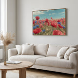 Vibrant Poppy And Cornflower Field Canvas Wall Art