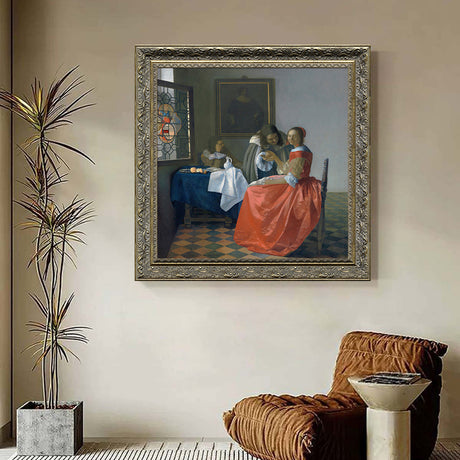 A Lady And Two Gentlemen By Johannes Vermeer