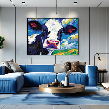 Vibrant Cow Portrait-Canvas Wall Art